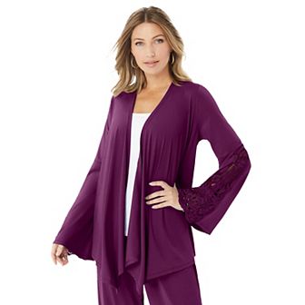 Roaman's Women's Plus Size Plus-Size Tiered Short-Sleeve Ultrasmooth Fabric And Georgette Tunic &