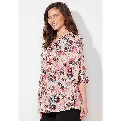 Catherines Women's Plus Size Georgette Pintuck Blouse