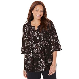 Catherines Women's Plus Size Georgette Pintuck Blouse
