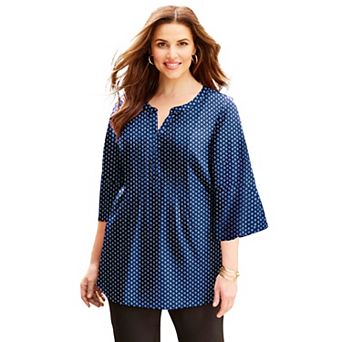 Catherines Women's Plus Size Petite Georgette Pintuck Blouse