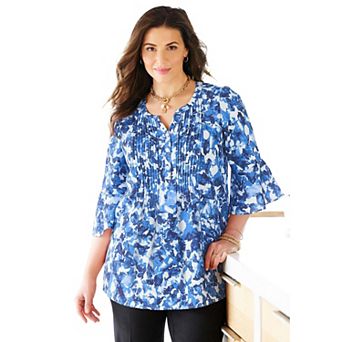 Catherines Women's Plus Size Georgette Pintuck Blouse