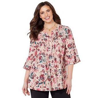 Catherines Women's Plus Size Georgette Pintuck Blouse