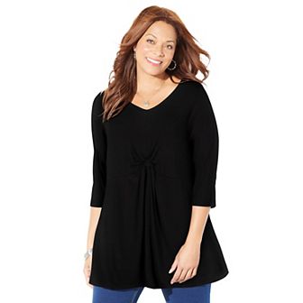 Catherines Women's Plus Size Twist Front Top