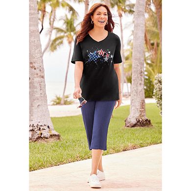 Catherines Women's Plus Size Petite Stars & Shine Tee