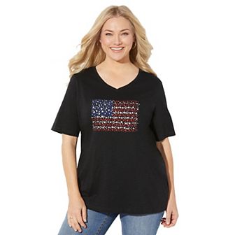 Catherines Women's Plus Size Stars & Shine Tee
