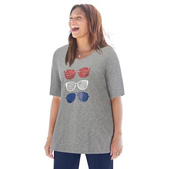 Catherines Women's Plus Size Stars & Shine Tee