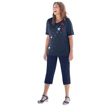 Catherines Women's Plus Size Petite Stars & Shine Tee