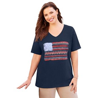 Catherines Women's Plus Size Petite Stars & Shine Tee