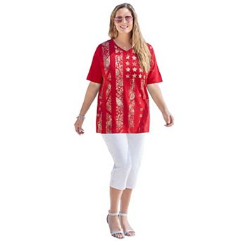 Catherines Women's Plus Size Petite Stars & Shine Tee