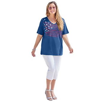 Catherines Women's Plus Size Petite Stars & Shine Tee