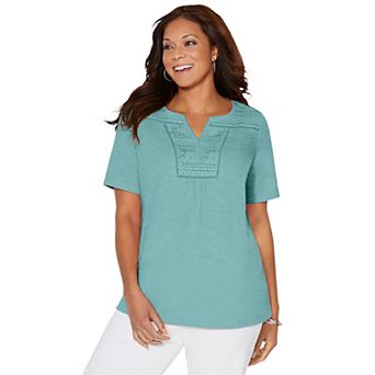 Catherines Women's Plus Size Touch Of Lace Tee