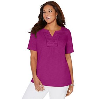 Catherines Women's Plus Size Touch Of Lace Tee