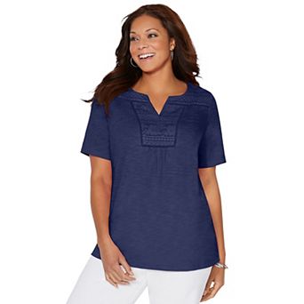 Catherines Women's Plus Size Touch Of Lace Tee
