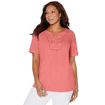 Catherines Women's Plus Size Touch Of Lace Tee