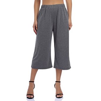 Women's Elastic Waist Solid Palazzo Casual Wide Leg Pants With Pockets