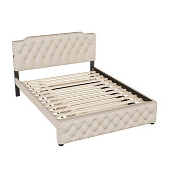 Merax Modern Platform Bed With Trundle And Usb Ports