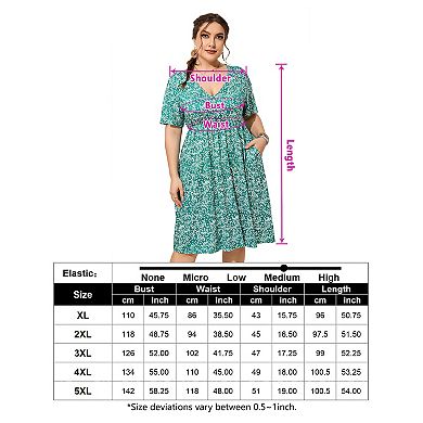 Plus Size Dress Women's V Neck A-Line Knee Length Wrap Swing Dresses A Line Party Mini Dress