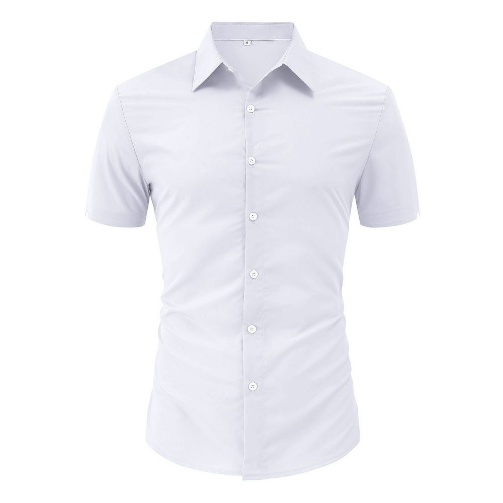 Men's Muscle Shirts Short Sleeve Button Up Shirt Slim Fit Dress Shirts