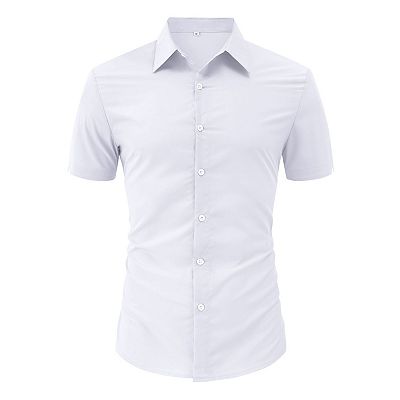 Men's Muscle Shirts Short Sleeve Button Up Shirt Slim Fit Dress Shirts