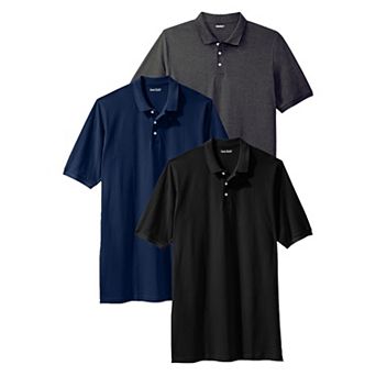 KingSize Men's Big & Tall 3-Pack Longer-Length Cotton Polos