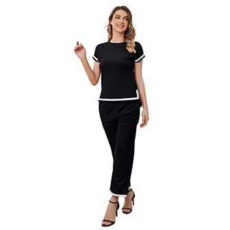 Two Piece Outfits For Women Lounge Set Short Sleeve Jersey Knit Matching Sets