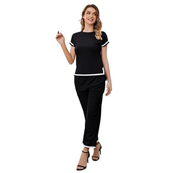 Two Piece Outfits For Women Lounge Set Short Sleeve Jersey Knit Matching Sets
