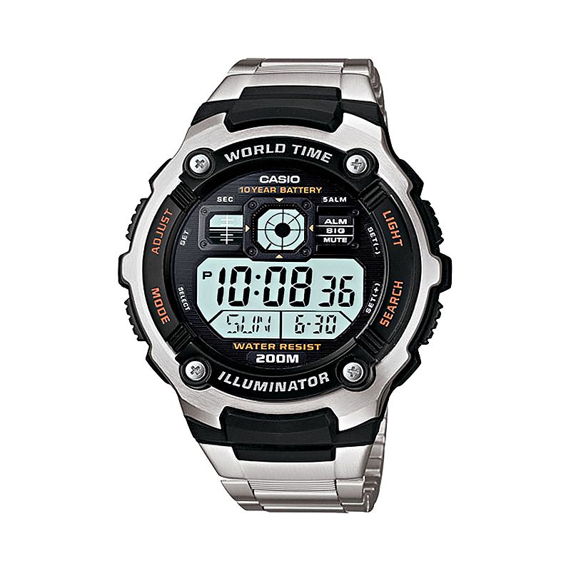 Casio Men's Illuminator Stainless Steel Digital Chronograph Watch - AE2000WD-1AV, Multicolor