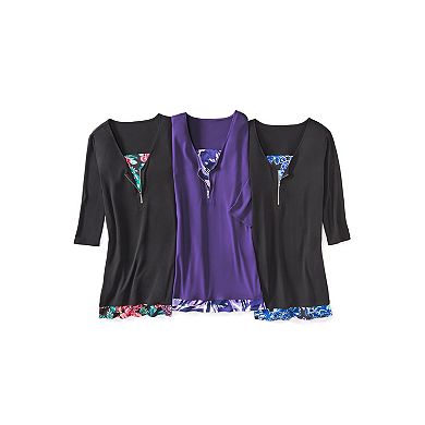 Catherines Women's Plus Size Half-Zip V-Neck Tunic Duet