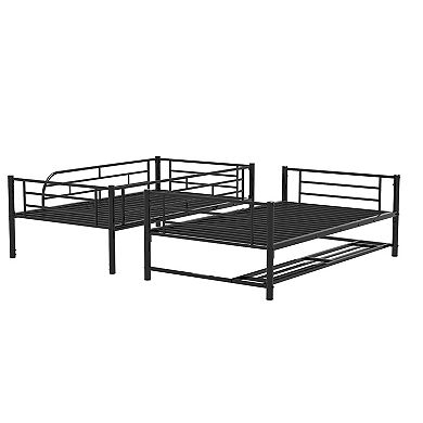 Merax Metal Bunk Bed With Shelf And Guardrails