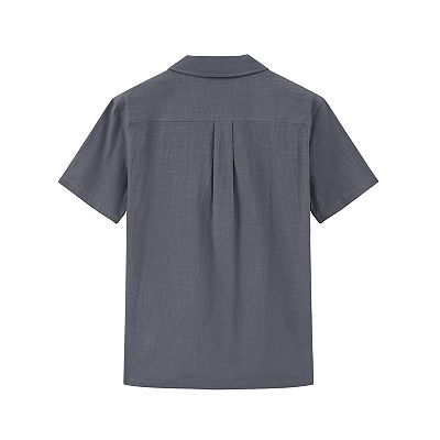 POIUYTR Men's Cotton Linen Short/Long Sleeve Shirts Casual Lightweight Button Down Shirts Vacation Beach Summer Tops With Pockets