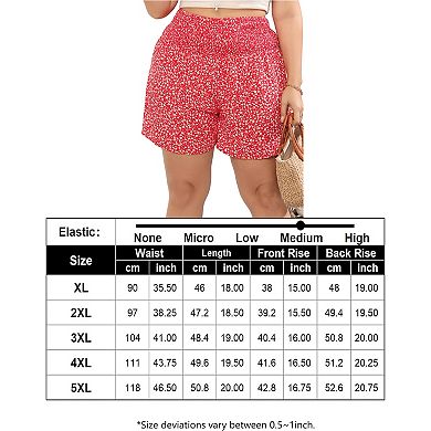 Women Plus Size Comfy Shorts Elastic High Waist Casual Summer Pleated Lounge Shorts