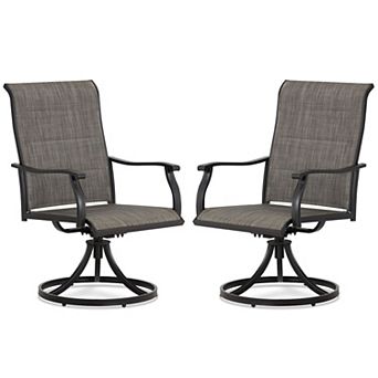 Aoodor Outdoor 360-degree Swivel Dining Chairs Set Of 2, Ergonomic Designed