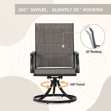 Aoodor Outdoor 360-degree Swivel Dining Chairs Set Of 2, Ergonomic Designed