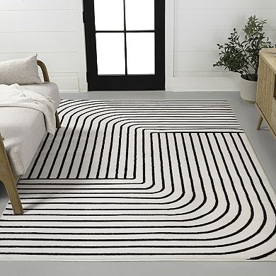 Odense High-Low Minimalist Angle Geometric Indoor/Outdoor Area Rug