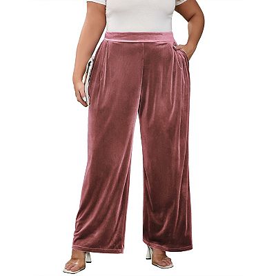 Women Plus Size Velvet Pants Long Wide Leg Trousers for Women