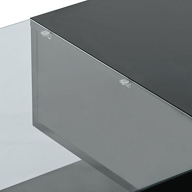 Merax Modern Coffee Table With Tempered Glass