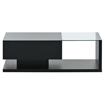 Merax Modern Coffee Table With Tempered Glass
