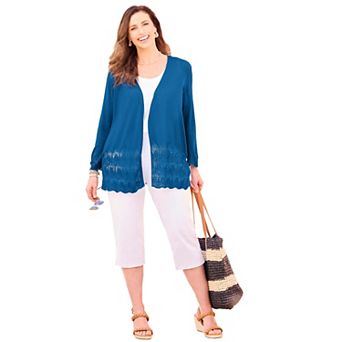 Catherines Women's Plus Size Pointelle Chevron Cardigan
