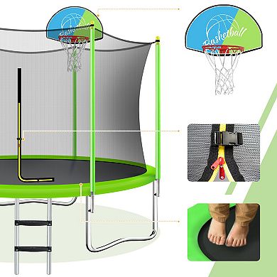 Merax 10ft Trampoline With Basketball Hoop And Ladder