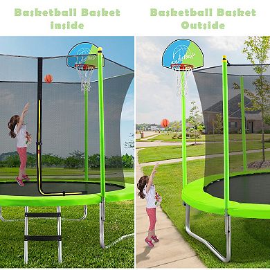 Merax 10ft Trampoline With Basketball Hoop And Ladder