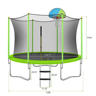 Merax 10ft Trampoline With Basketball Hoop And Ladder