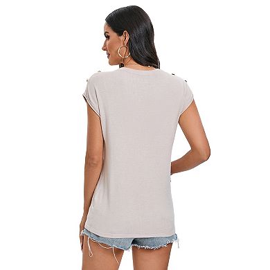 Womens Solid Knitted Sleeveless Button Vest Round Neck Sweater Casual Pullover Thin Tank Tops