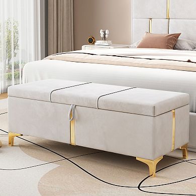 Merax Elegant Upholstered Storage Ottoman Bench