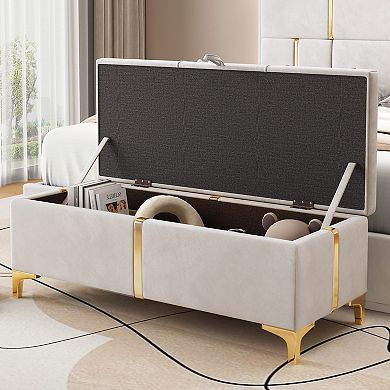 Merax Elegant Upholstered Storage Ottoman Bench