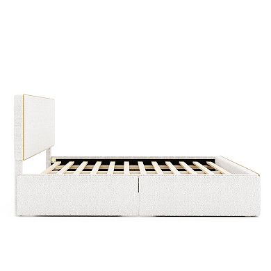 Merax Upholstered Platform Bed With 4 Drawers