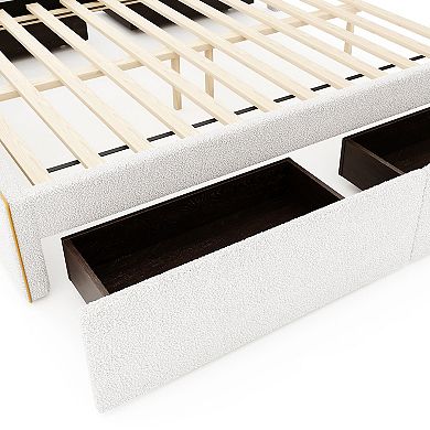 Merax Upholstered Platform Bed With 4 Drawers