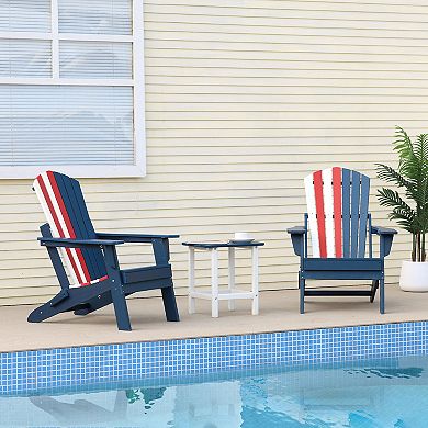 Aoodor Hdpe Outdoor All-weather Folding Adirondack Chair For Patio, Garden, Backyard