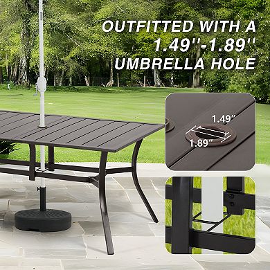 Aoodor Patio Dining Table For 6 People, 59"l X 38"w Rectangular Metal Outdoor Dining Table