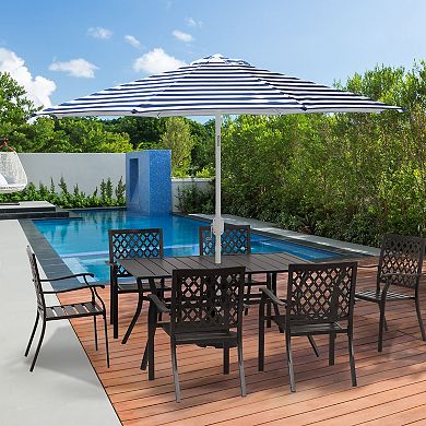 Aoodor Patio Dining Table For 6 People, 59"l X 38"w Rectangular Metal Outdoor Dining Table