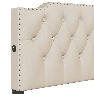 Merax Linen Upholstered Platform Bed With 2 Drawers